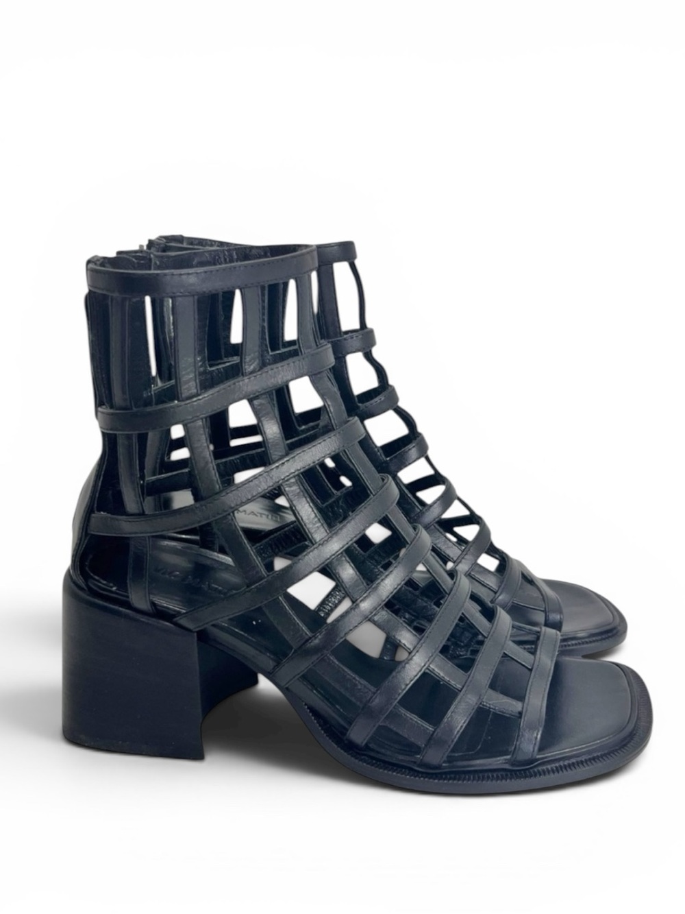 Vic Matie Vero Cuoio Cage Effect Open Toe Leather Calfskin Ankle Boot Sandal